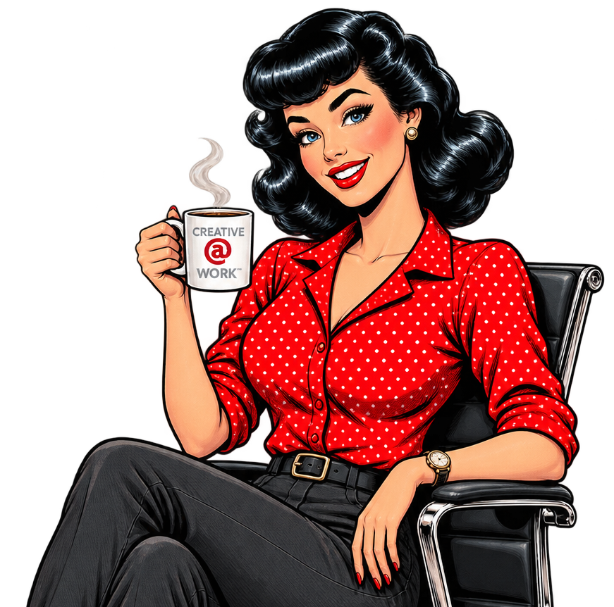 Creative@Work character with coffee